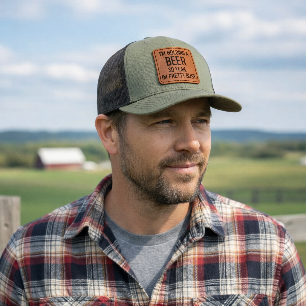 Hold My Beer Leather Patch Hat – Richardson 112